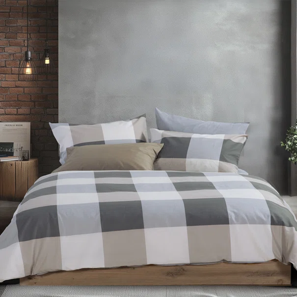 Σεντόνια Διπλά (Σετ) Nef-Nef Homeware Casual Check Grey