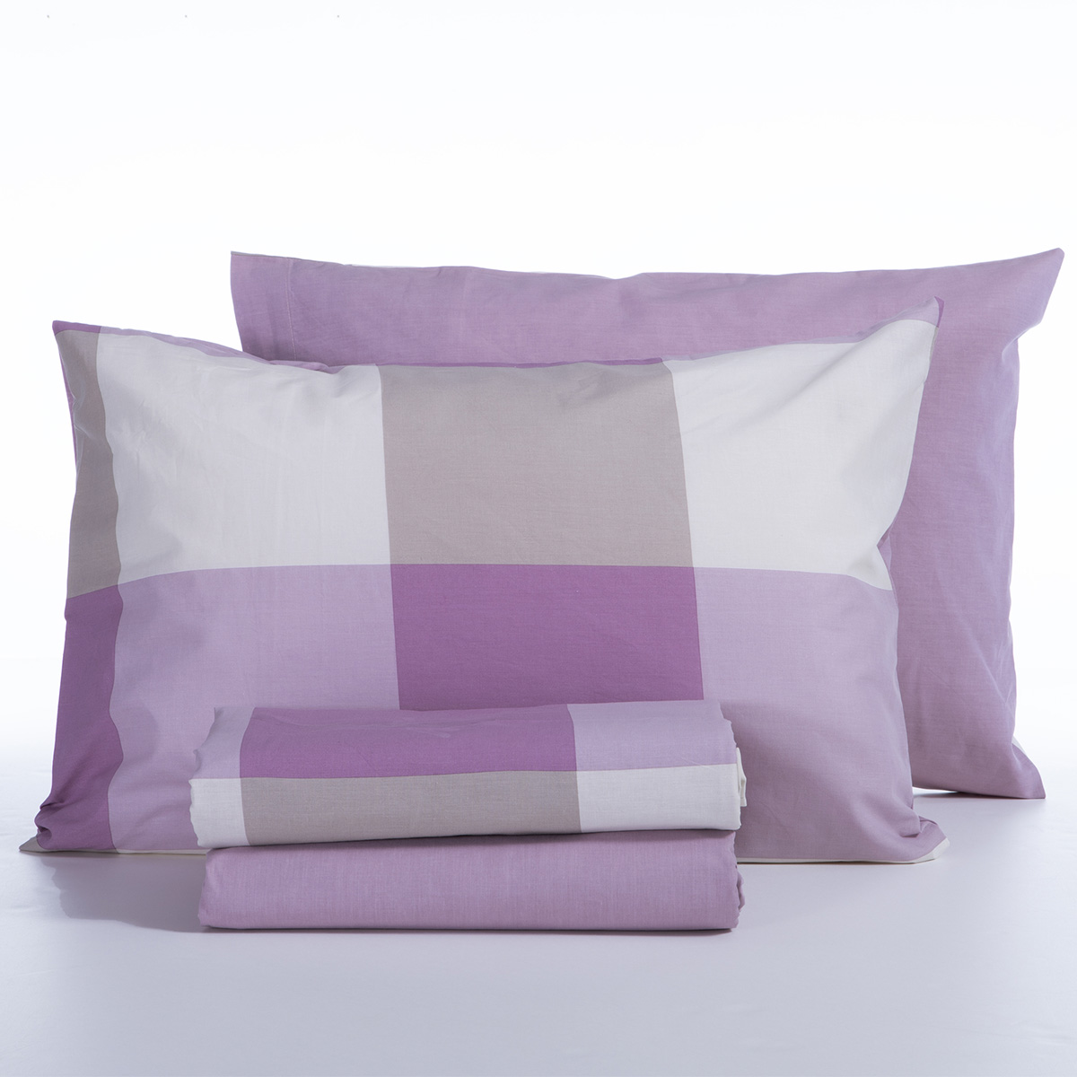 Σεντόνια Υπέρδιπλα (Σετ) Nef-Nef Homeware Casual Check Mauve Λευκά Είδη Κρεβατοκάμαρας Σετ Nef - Spitishop