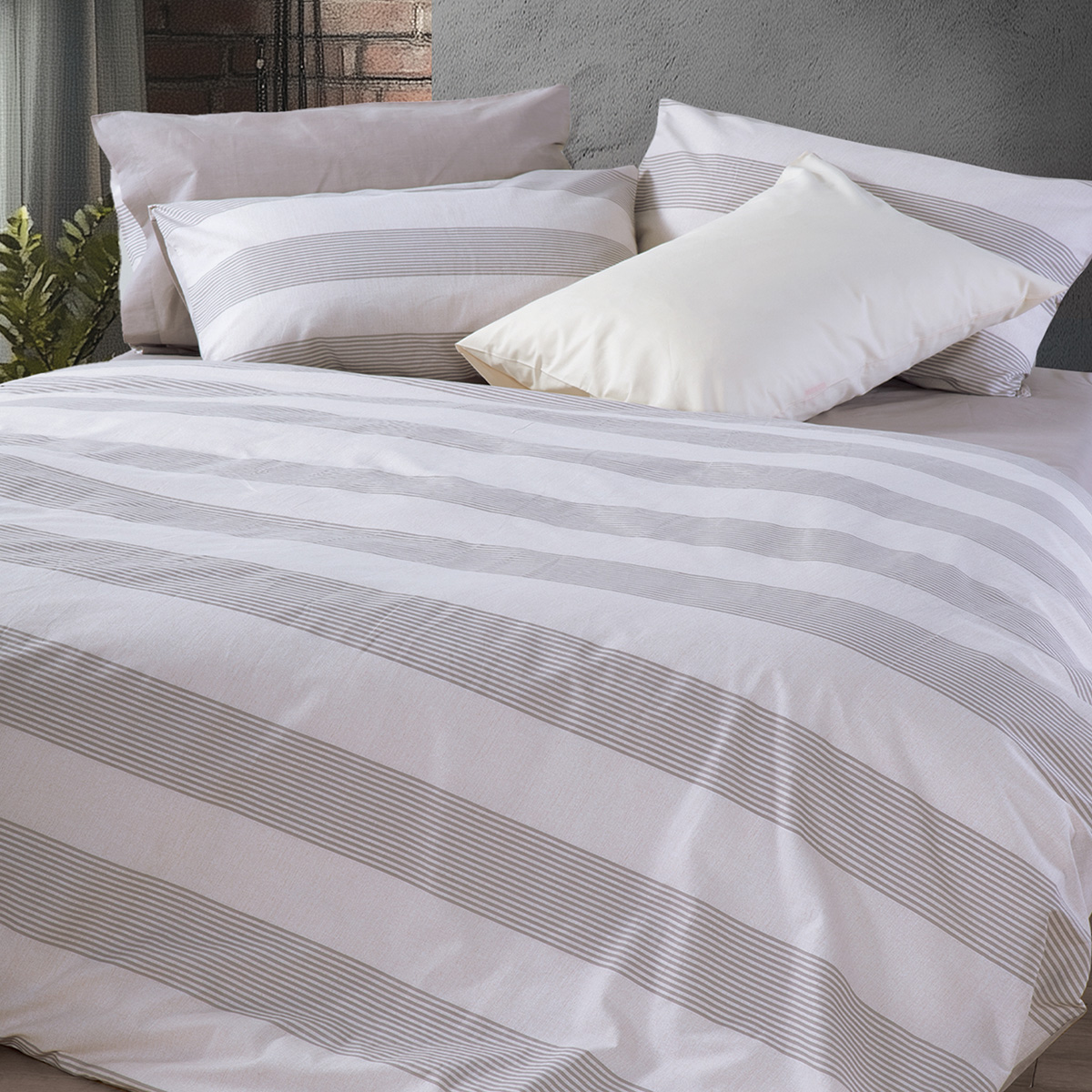 Σεντόνια Μονά (Σετ) Nef-Nef Homeware Casual Stripe Ecru