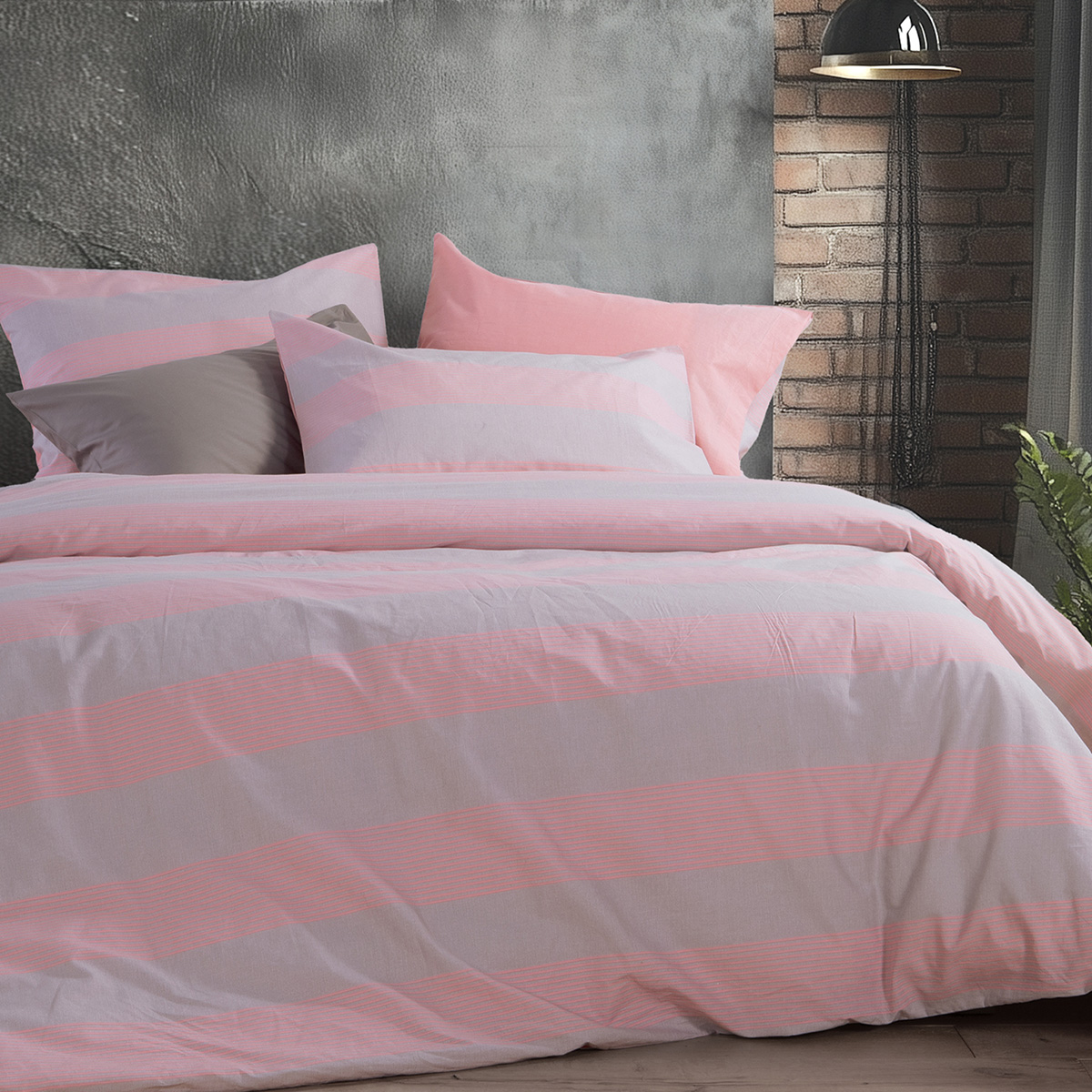 Σεντόνια Υπέρδιπλα (Σετ) Nef-Nef Homeware Casual Stripe Peach