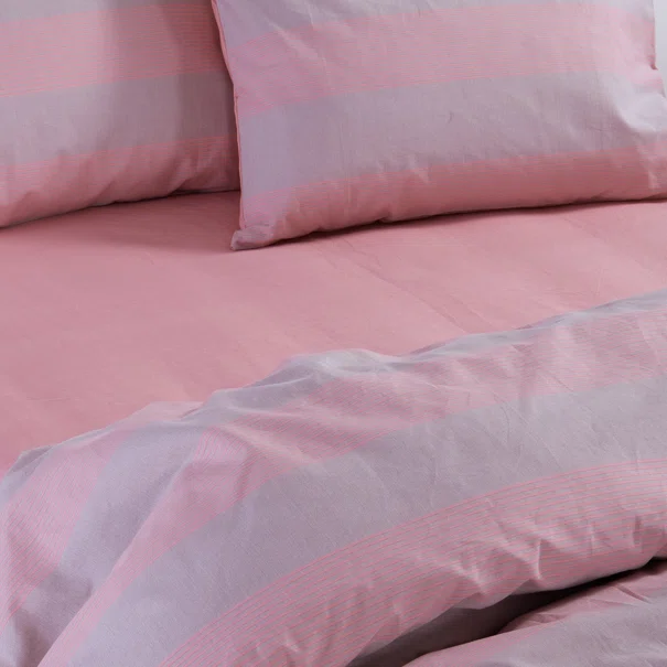 Σεντόνια Υπέρδιπλα (Σετ) Nef-Nef Homeware Casual Stripe Peach