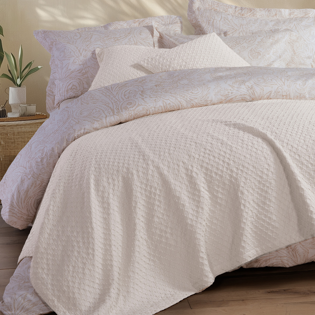 Κουβέρτα Πικέ Μονή (160x240) Nef-Nef Homeware Elmer Off White
