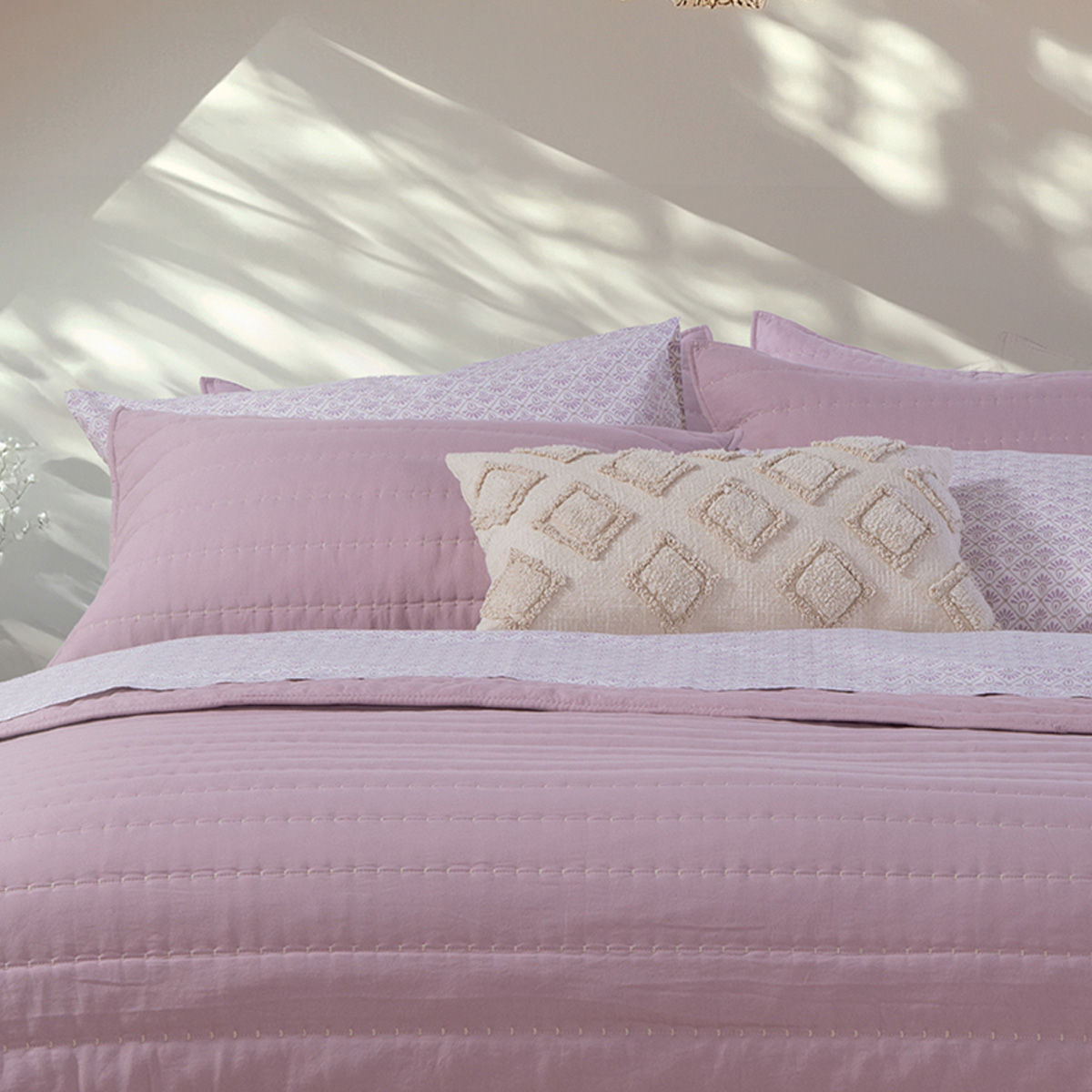 Ζεύγος Μαξιλαροθήκες Καπιτονέ (52x72) Nef-Nef Homeware Colorfull Lilac