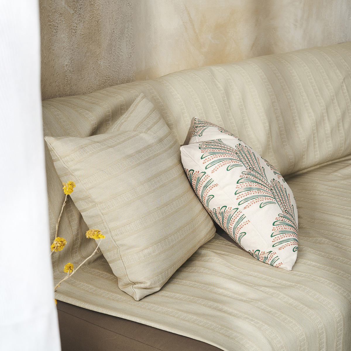 Ριχτάρι Καναπέ Τριθέσιου (180X310) Gofis Home Laurel Plant Green 731 18 Λευκά Είδη Σαλονιού Ριχτάρια Καλοκαιρινά All Season Spitishop