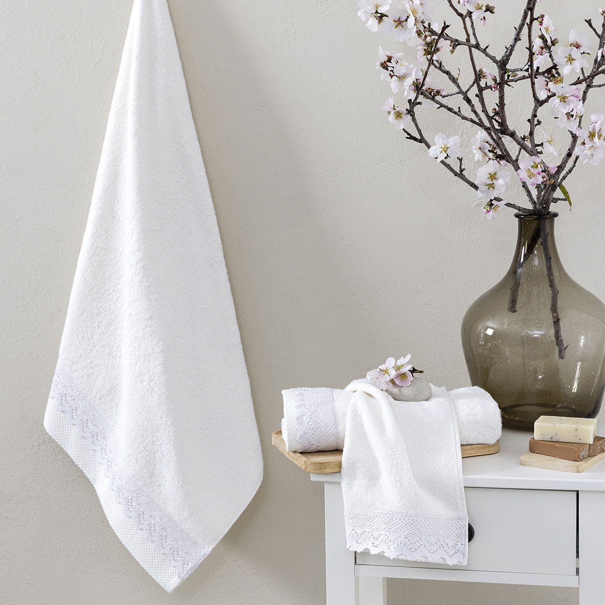 Πετσέτες Μπάνιου (Σετ 3τμχ) Nima Demur White 480gsm