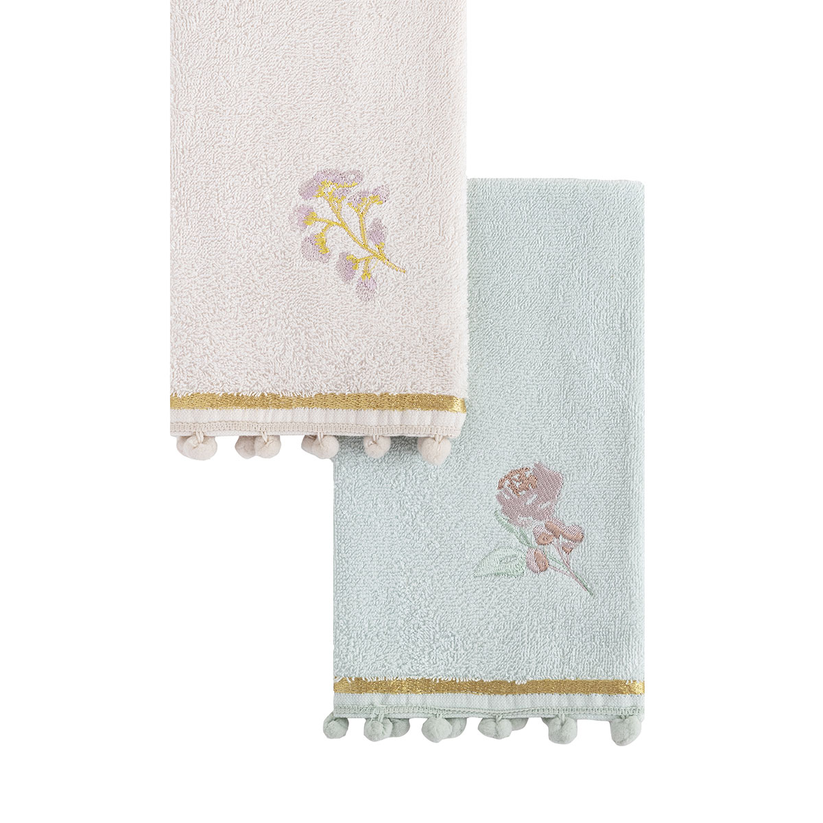 Πετσέτες Χεριών (Σετ 2Τμχ) Nima Floral 420Gsm Λευκά Είδη Μπάνιου Σετ Spitishop
