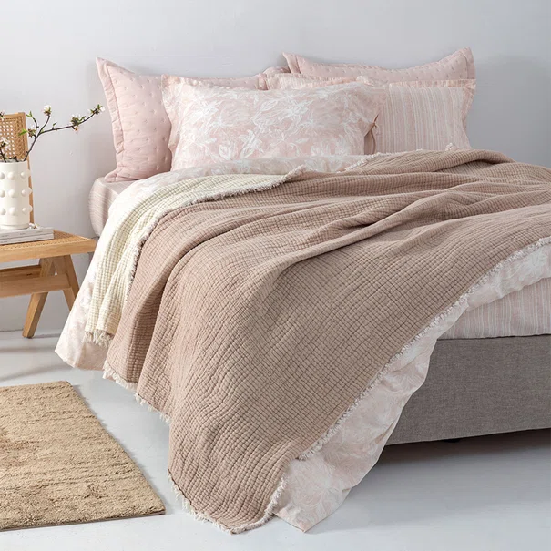 Κουβερτόριο Μονό (170x240) Μουσελίνα Palamaiki Mous Beige