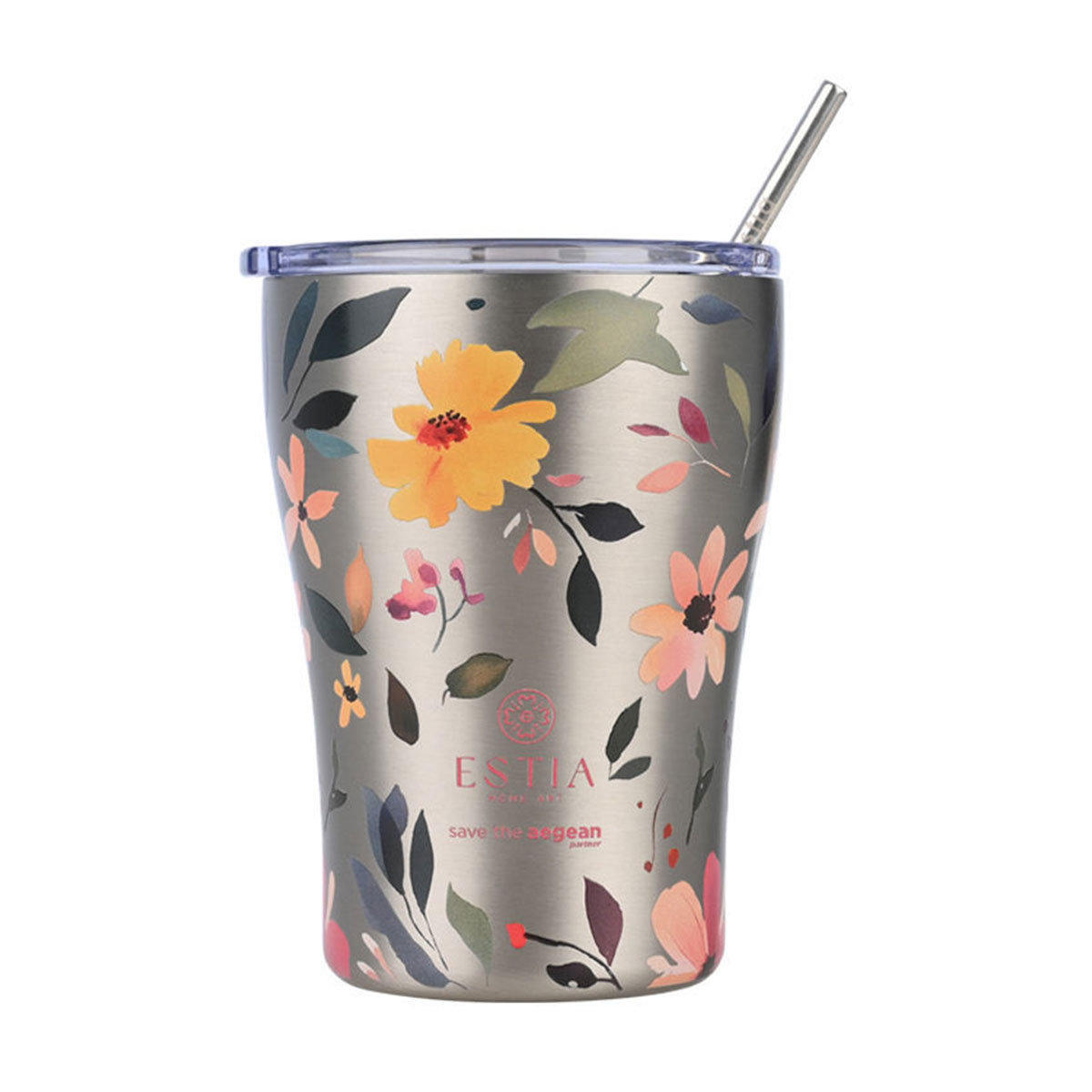 Ποτήρι Θερμός 350ml Estia Save The Aegean Silver Botanic 01-31787