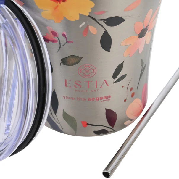 Ποτήρι Θερμός 350ml Estia Save The Aegean Silver Botanic 01-31787