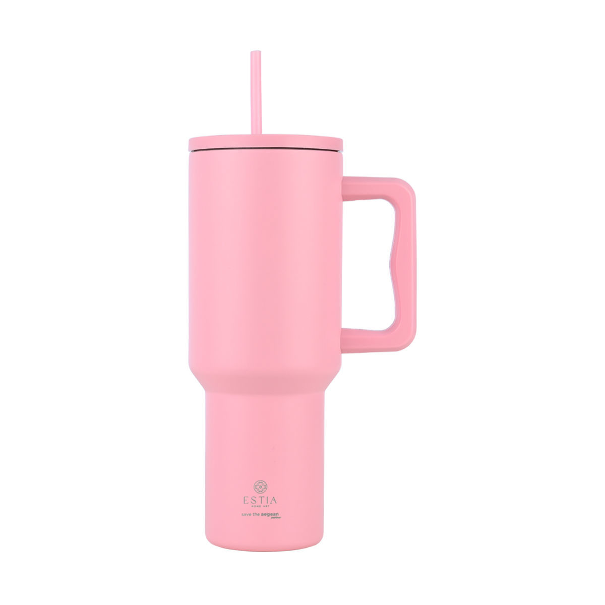 Κούπα Θερμός Με Λαβή & Καλαμάκι 1.2lt Estia Save The Aegean Tumbler Blossom Rose 01-32210