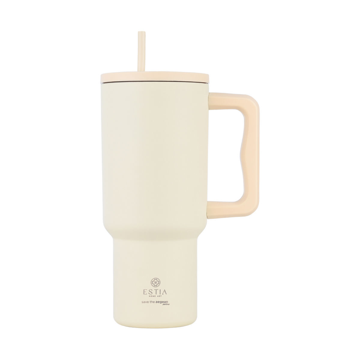 Κούπα Θερμός Με Λαβή & Καλαμάκι 900ml Estia Save The Aegean Tumbler Lily White 01-32128
