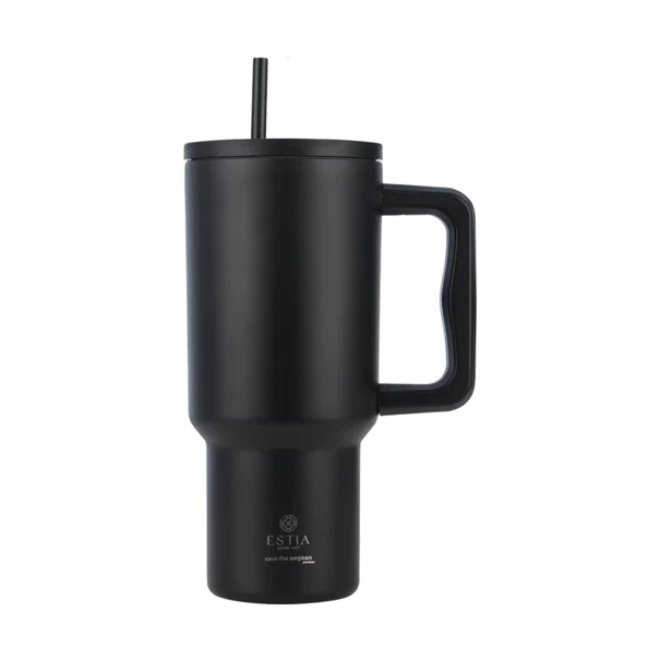 Κούπα Θερμός Με Λαβή & Καλαμάκι 900ml Estia Save The Aegean Tumbler Midnight Black 01-32111