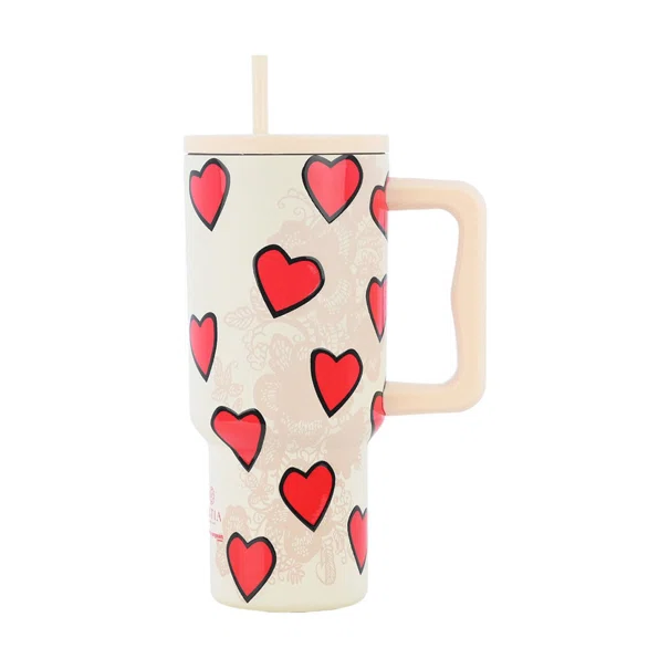 Κούπα Θερμός Με Λαβή & Καλαμάκι 900ml Estia Save The Aegean Tumbler Tender Lace 01-32074
