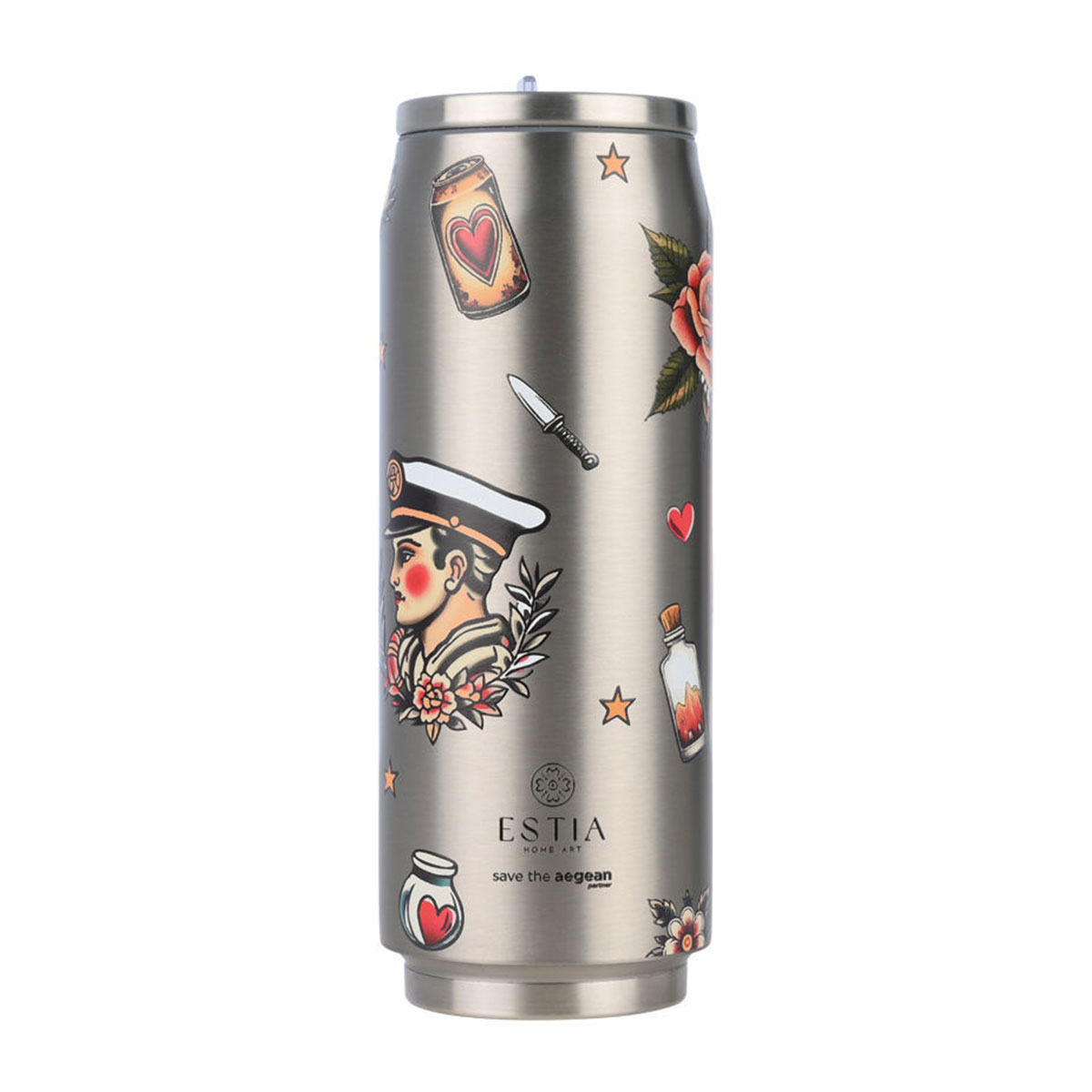 Ποτήρι Θερμός 500ml Estia Save The Aegean Old School Ink 01-31282