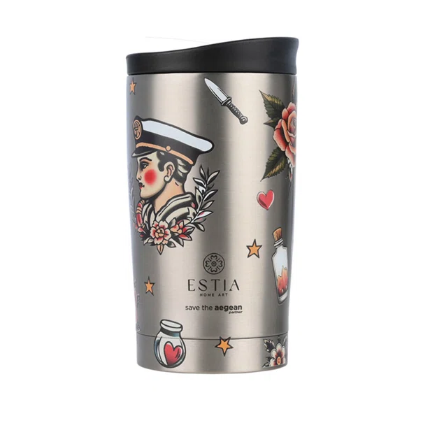Ποτήρι Θερμός 350ml Estia Save The Aegean Old School Ink 01-31916