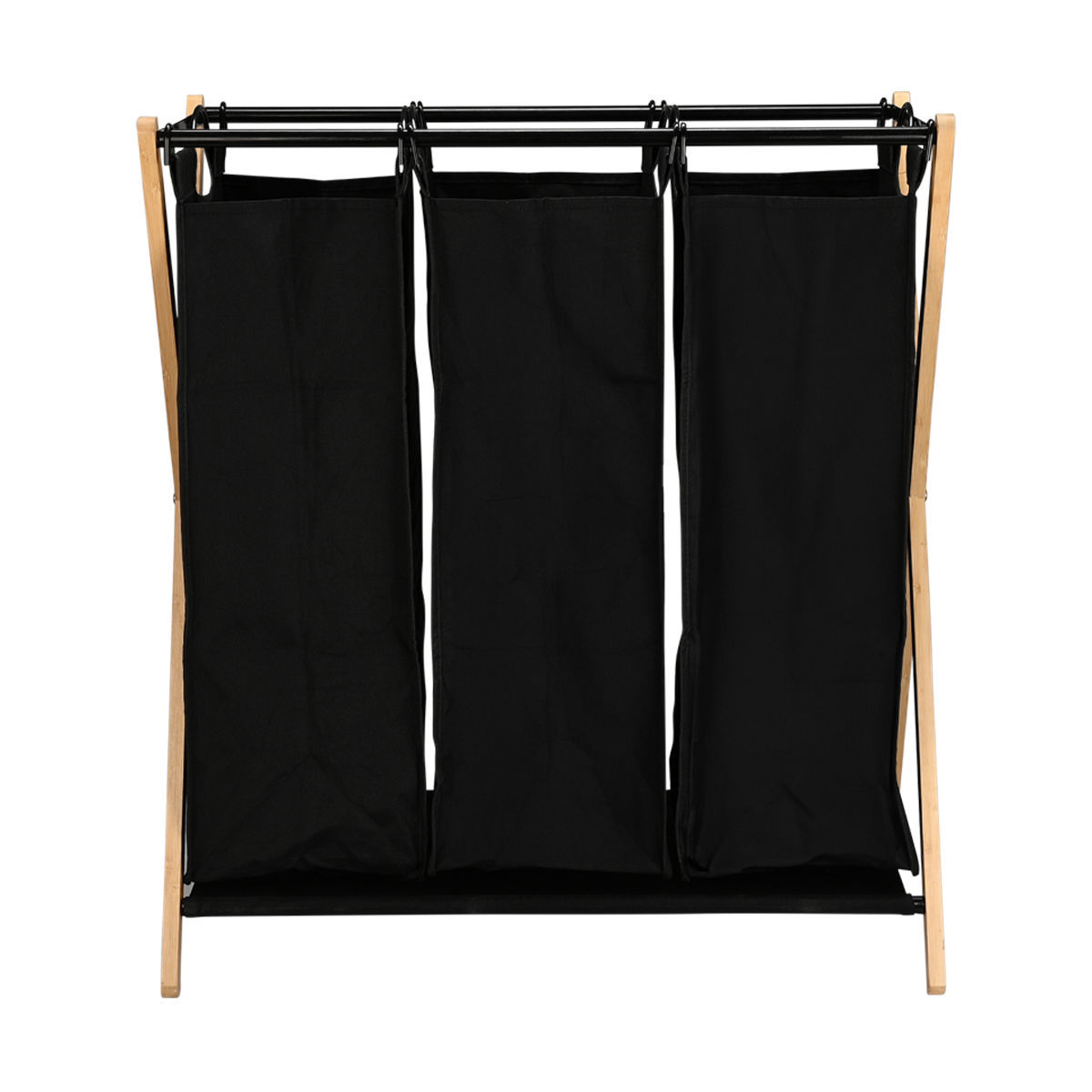 Καλάθι Απλύτων 3 Θέσεων (68x40x76) Estia Bamboo Essentials Μαύρο 02-26967