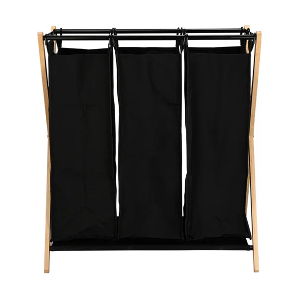 Καλάθι Απλύτων 3 Θέσεων (68x40x76) Estia Bamboo Essentials Μαύρο 02-26967