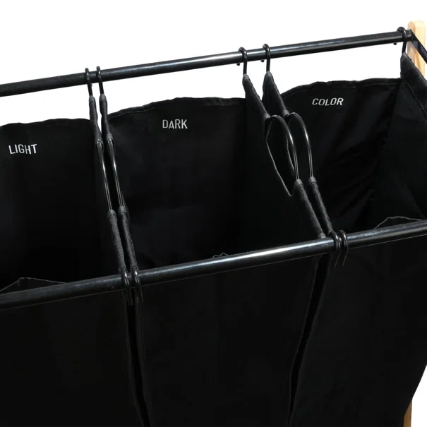 Καλάθι Απλύτων 3 Θέσεων (68x40x76) Estia Bamboo Essentials Μαύρο 02-26967