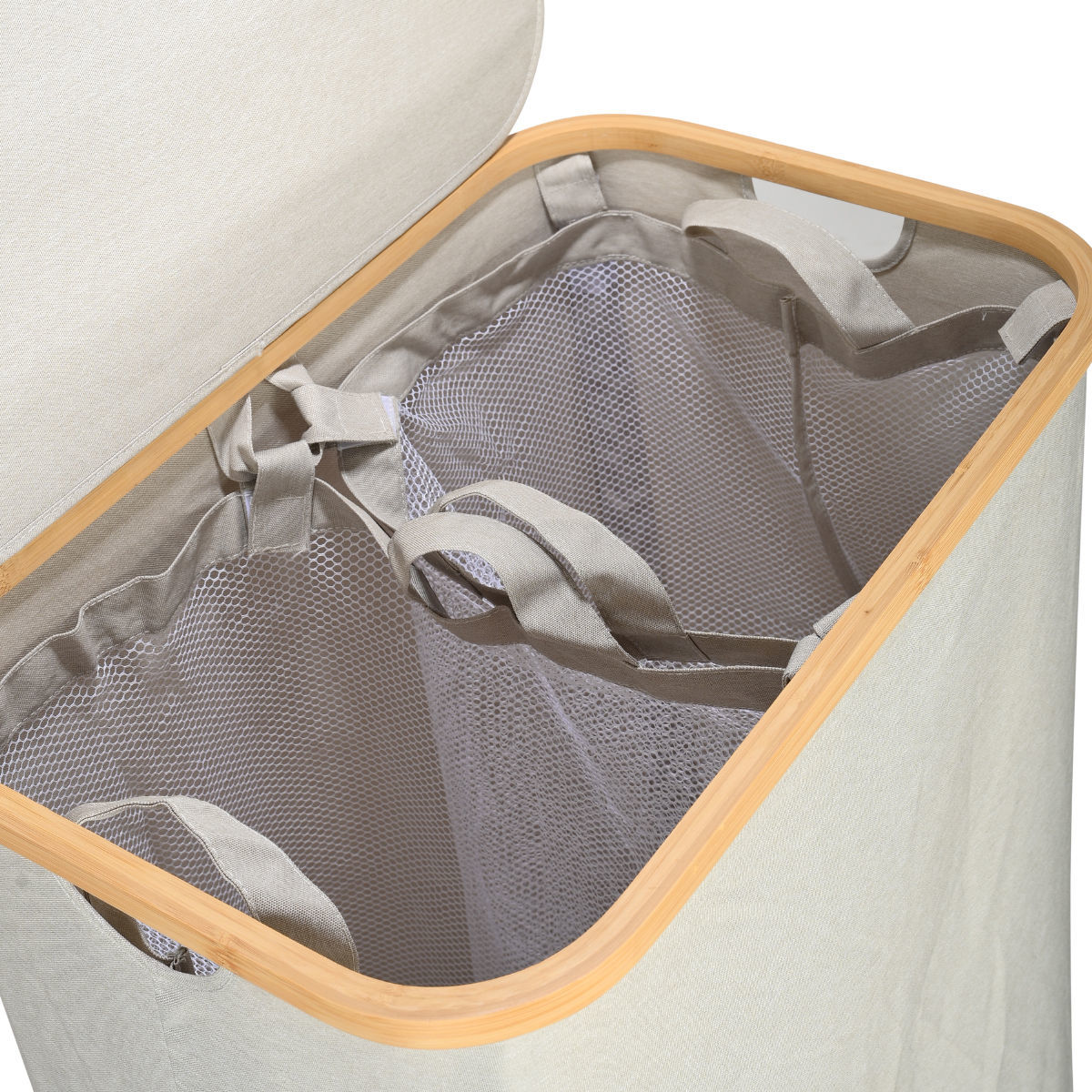 Καλάθι Απλύτων 2 Θέσεων (56X37X68) Estia Bamboo Essentials Γκρι 02-26974 Μπάνιο Καλάθια Spitishop