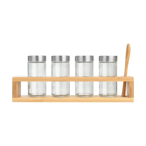 Βαζάκια Μπαχαρικών (Σετ 5τμχ) Σε Σταντ Estia Bamboo Essentials 01-28763