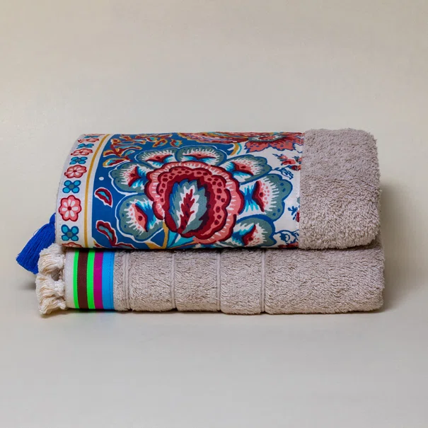 Πετσέτες Προσώπου (Σετ 2τμχ) White Fabric Karpathos Multi 600gsm