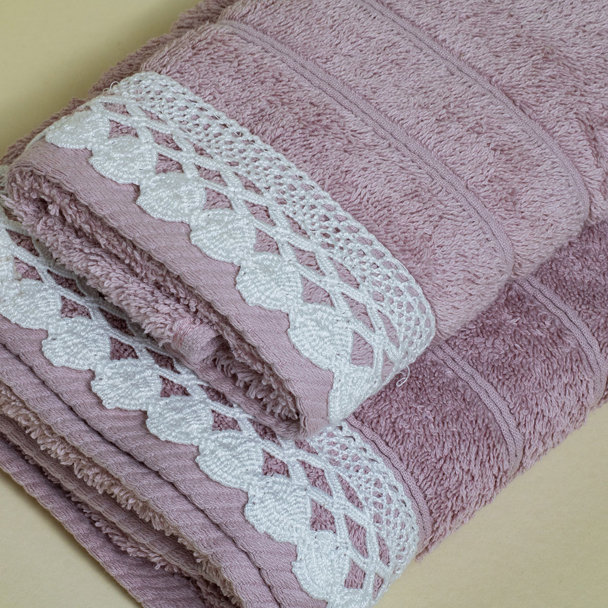 Πετσέτα Προσώπου (50x100) White Fabric Karya Pink 600gsm