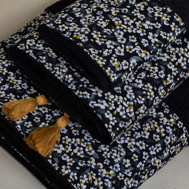 Πετσέτα Χεριών (30x50) White Fabric Leora Black 600gsm