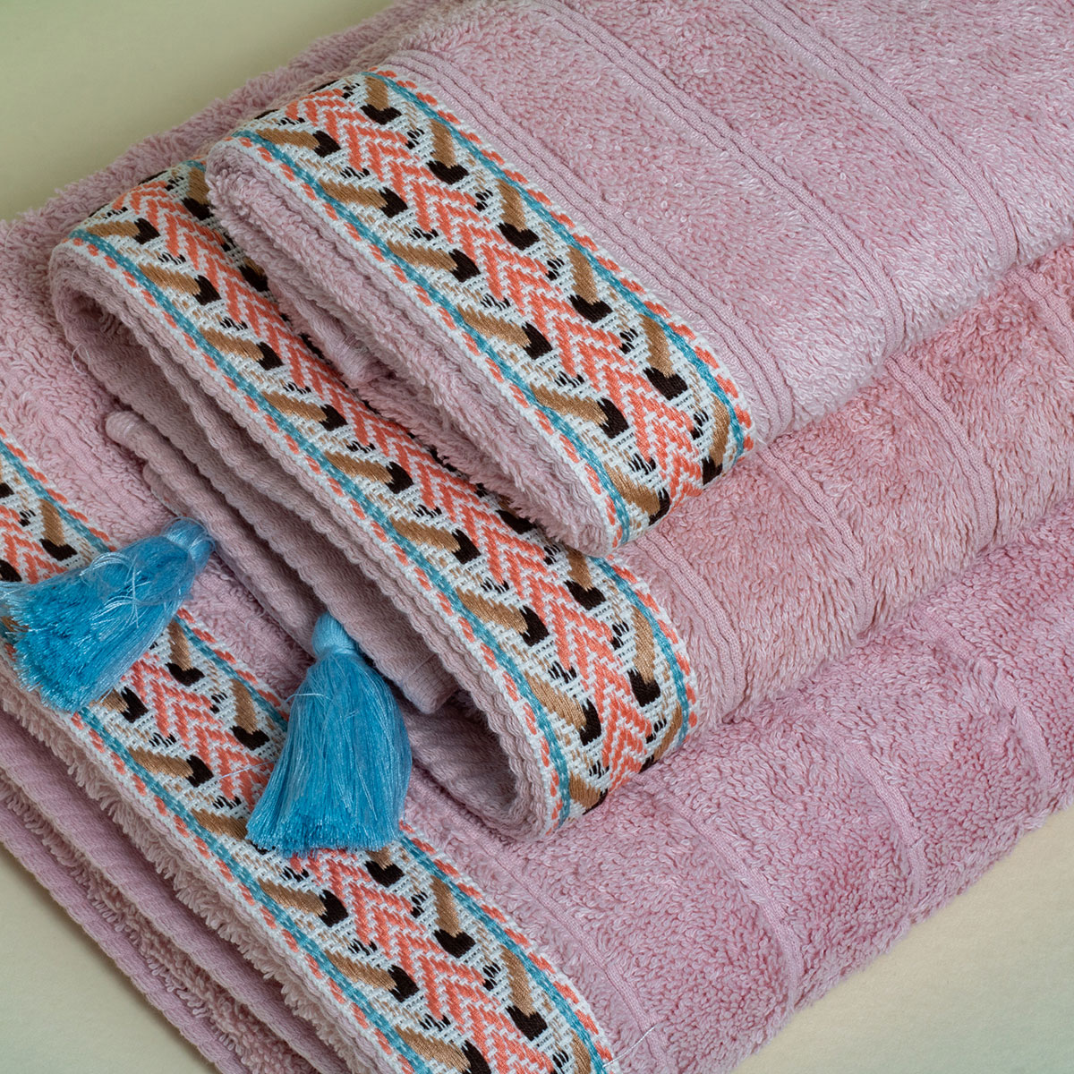 Πετσέτα Χεριών (30X50) White Fabric Saria Pink 600Gsm Λευκά Είδη Μπάνιου Πετσέτες Spitishop