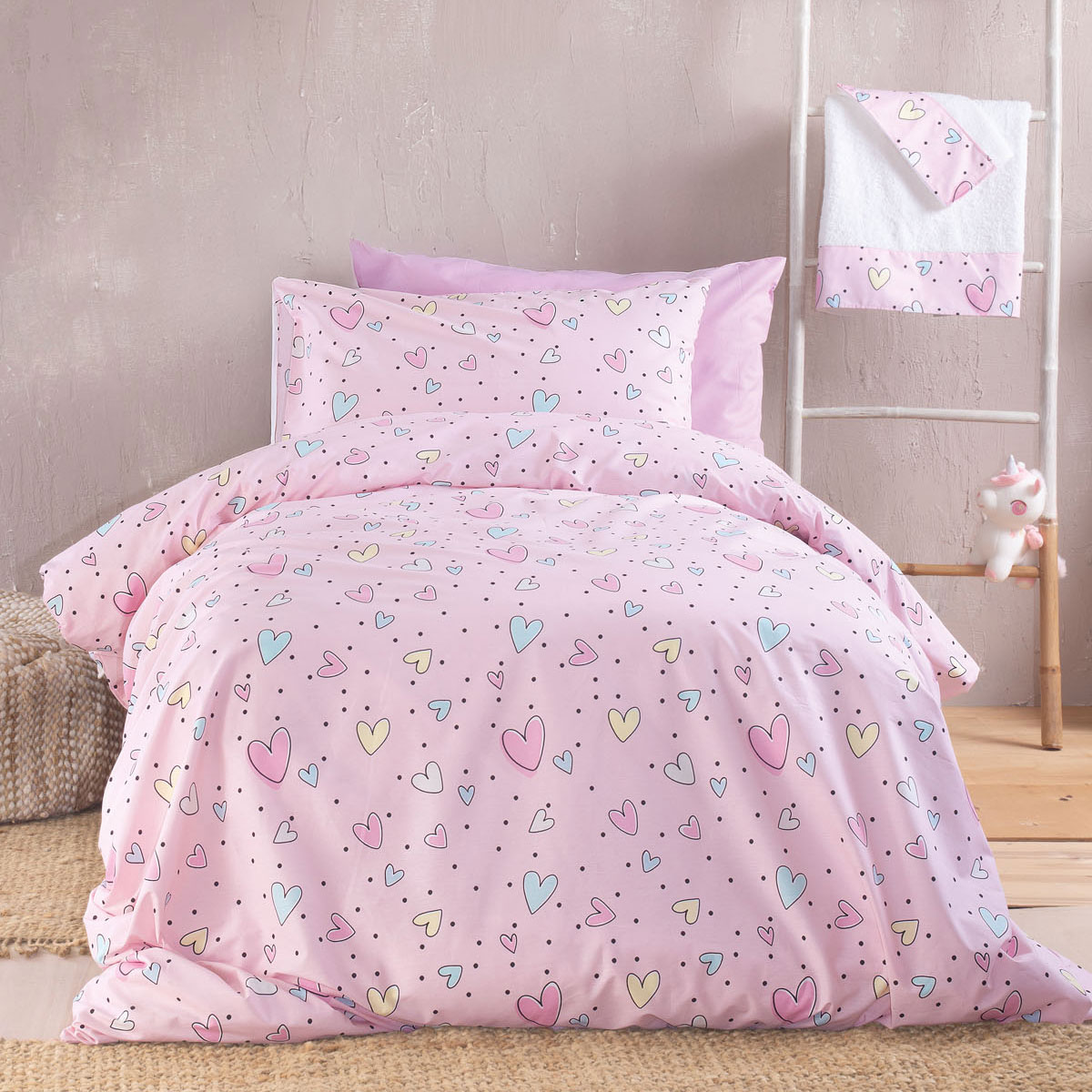 Πάπλωμα Μονό (Σετ 160x240) Rythmos Symbol Pop Hearts
