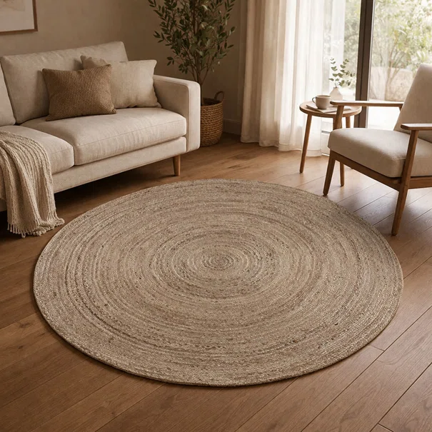 Στρογγυλό Χαλί All Season (Φ150) Pol Rugs & Mats Jute Grey Natural