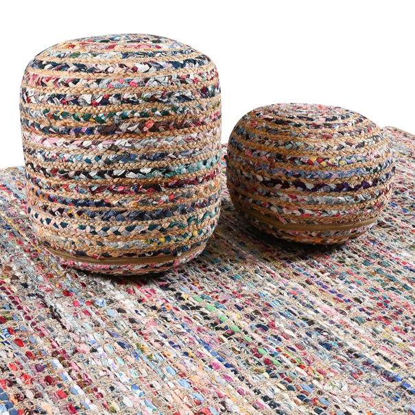 Πουφ (Φ40x40) Pol Rugs & Mats Jute Chindi