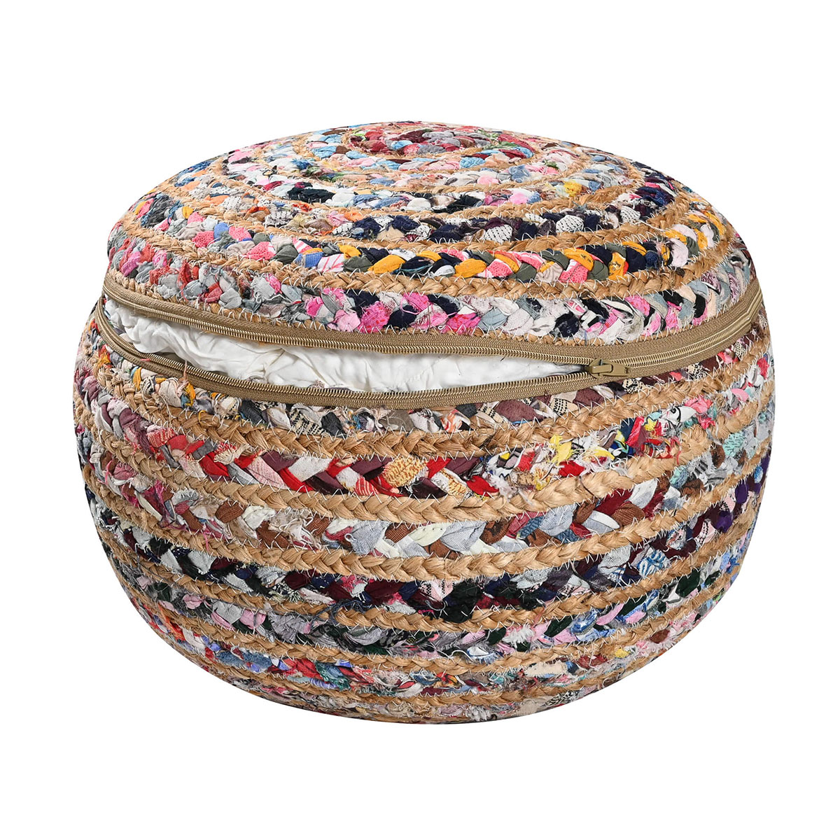 Πουφ (Φ40x20) Pol Rugs & Mats Jute Chindi