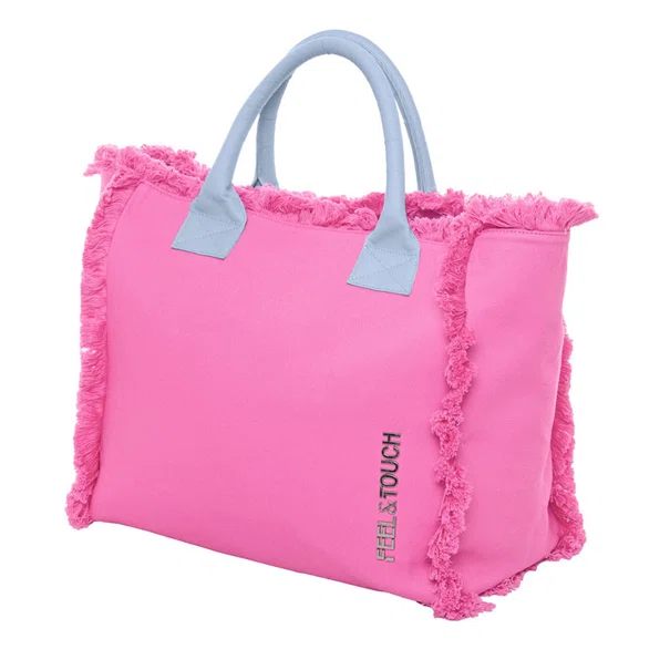 Τσάντα Θαλάσσης (40x20x35) Feel & Touch Caribbean Pink/Ciel