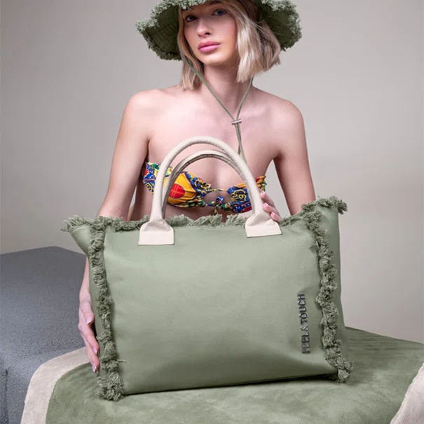Τσάντα Θαλάσσης (40x20x35) Feel & Touch Caribbean Khaki/Ammos