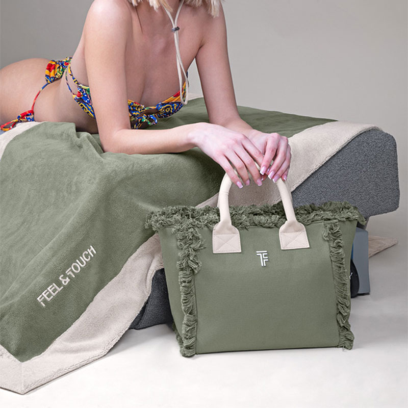 Πετσέτα Θαλάσσης (80X170) Feel Touch Caribbean Khaki Πετσέτες Ενηλίκων Ανδρικές Spitishop
