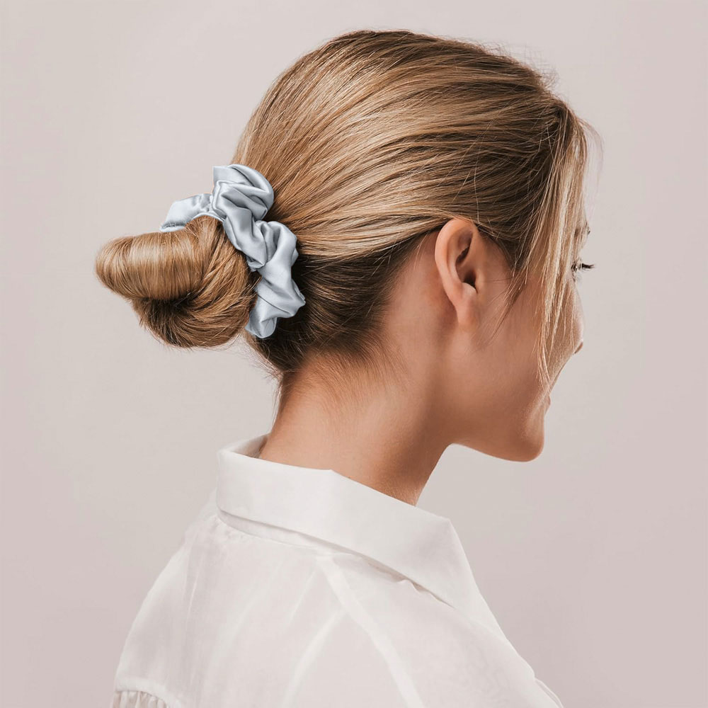 Μεταξωτή Μαξιλαροθήκη + Μάσκα Ύπνου Scrunchie Feel Touch Beauty Sleep Silver Λευκά Είδη Κρεβατοκάμαρας Μαξιλαροθήκες Μεταξωτές Spitishop