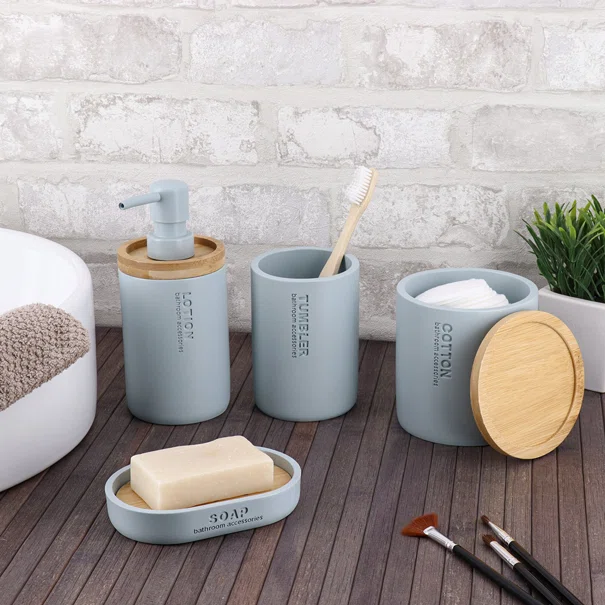 Dispenser Μπάνιου 280ml (Φ7.5x17) T-D Blue/Bamboo 62101112