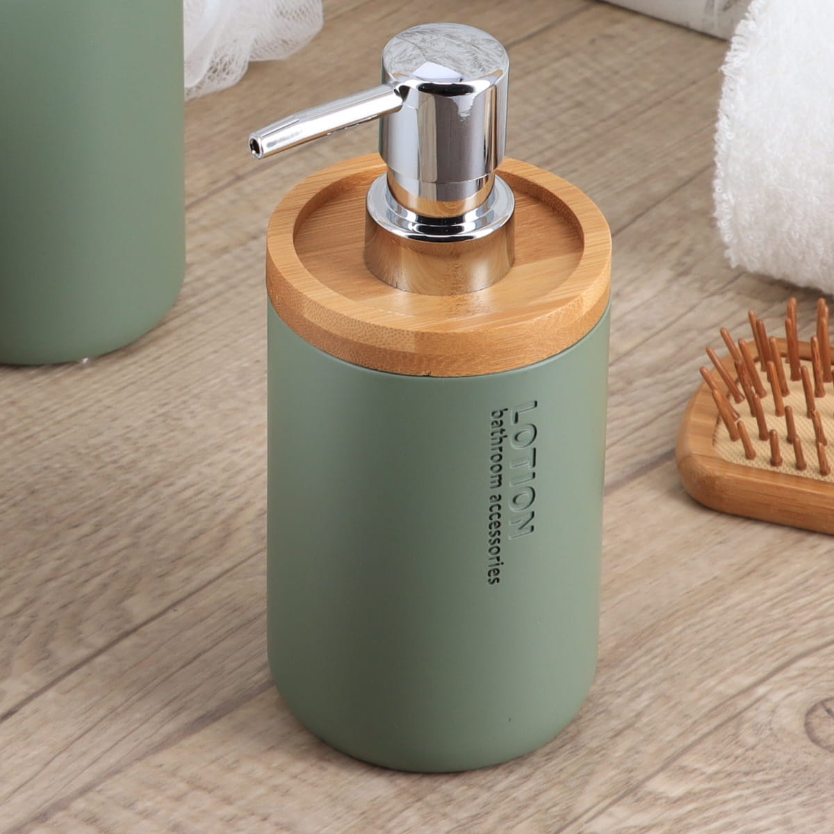 Dispenser Μπάνιου 280ml (Φ7.5x17) T-D Khaki/Bamboo 62101149