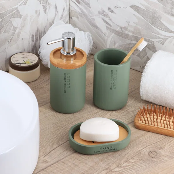 Dispenser Μπάνιου 280ml (Φ7.5x17) T-D Khaki/Bamboo 62101149