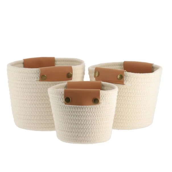 Καλάθια Αποθήκευσης (Σετ 3τμχ) T-D Imitation White 84192100