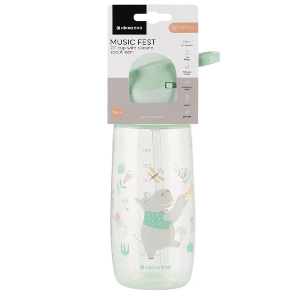 Παγούρι 450ml Με Καλαμάκι Kikka Boo Music Fest Clear Mint