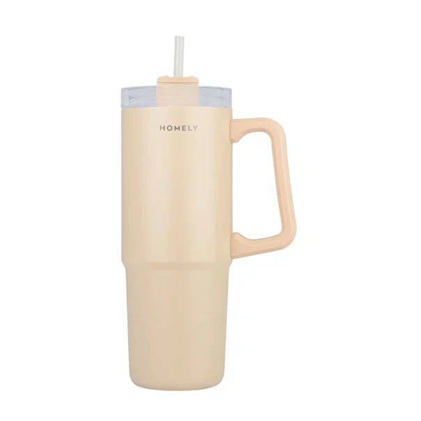 Κούπα Θερμός Με Λαβή & Καλαμάκι 900ml Homely Tumbler Sandstone 01-34504