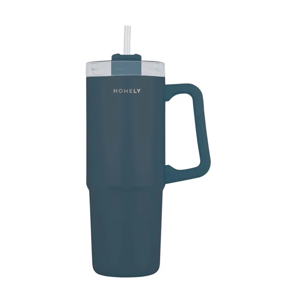 Κούπα Θερμός Με Λαβή & Καλαμάκι 900ml Homely Tumbler Indigo Blue 01-34511