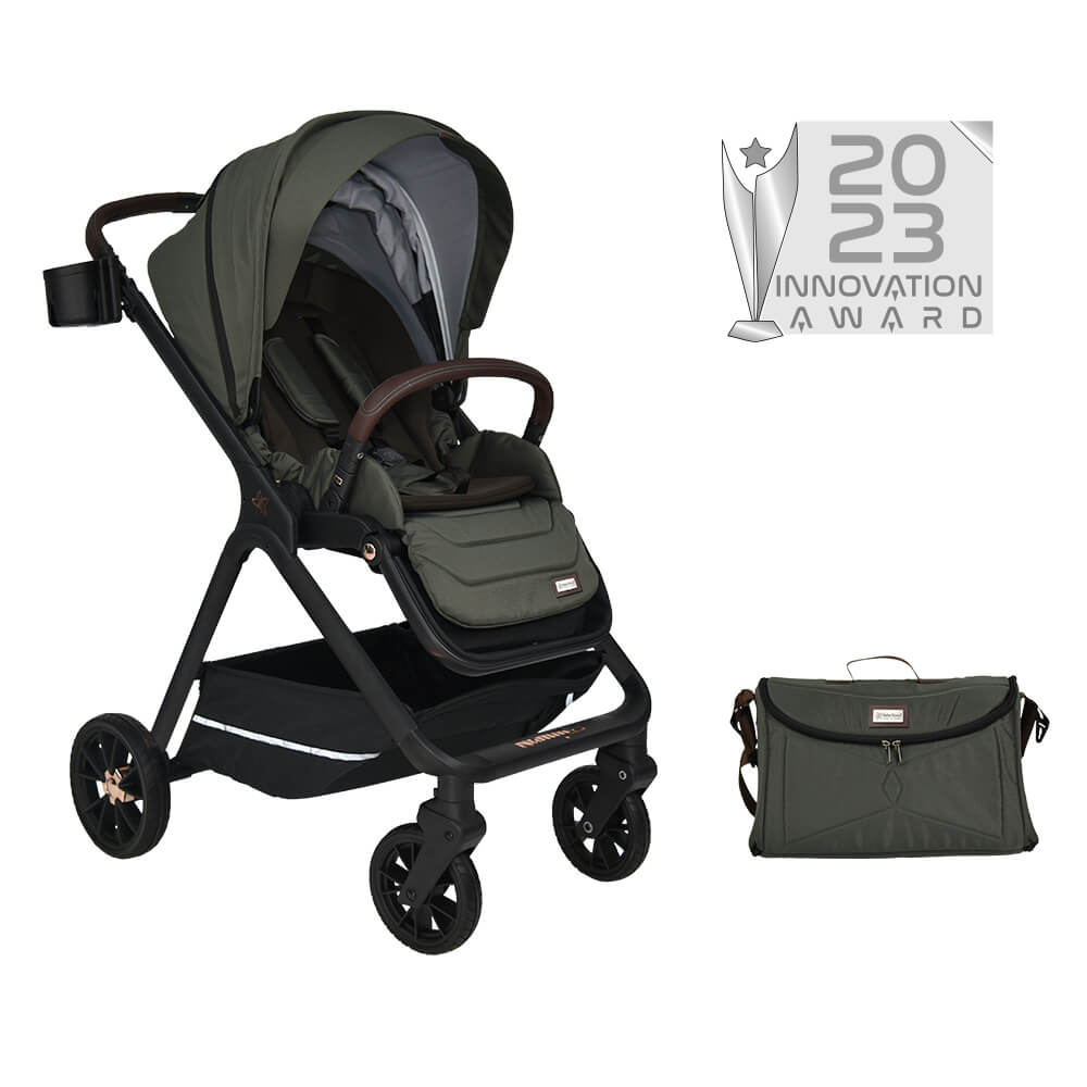 Καρότσι + Τσάντα Αλλαξιέρα (0-48 Μηνών/ Έως 22kg) Bebe Stars Nammas Olive 346-189