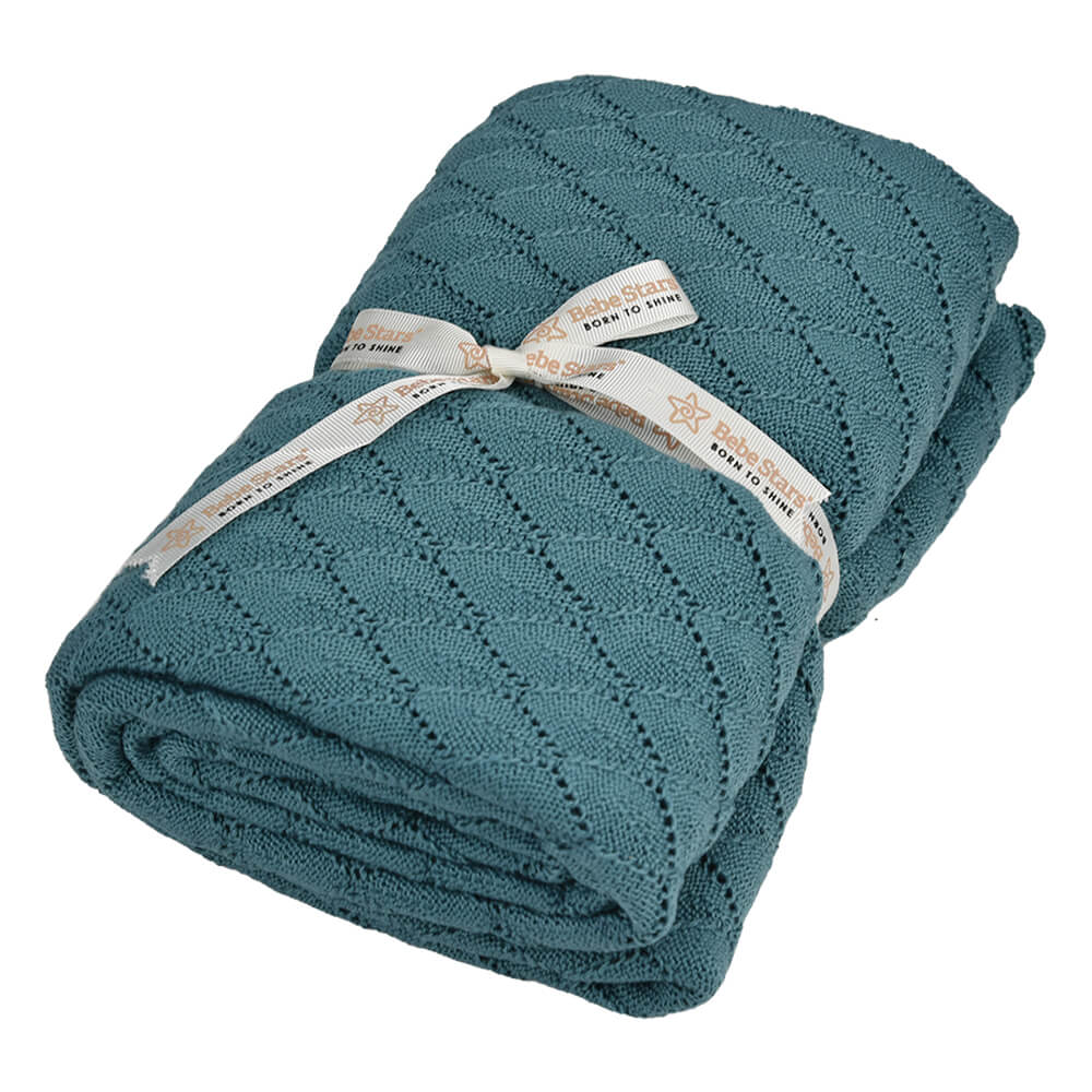 Κουβέρτα Πλεκτή Κούνιας (110X140) Bebe Stars Green 308-174 Βρεφικά Προίκα Μωρού Κουβέρτες Βρεφικές Πλεκτές Spitishop