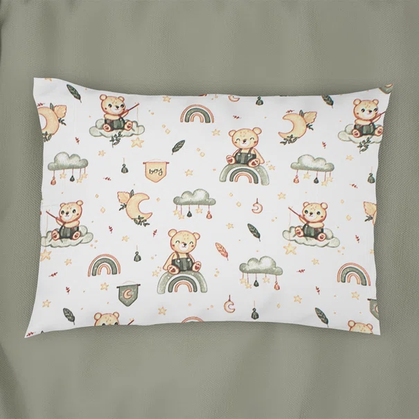 Βρεφική Μαξιλαροθήκη (35x45) Dimcol Cloudy Bear 581 White - Olive