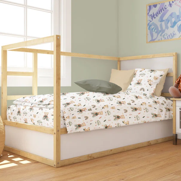 Παπλωματοθήκη Κούνιας (120x160) Dimcol Cloudy Bear 581 White - Olive