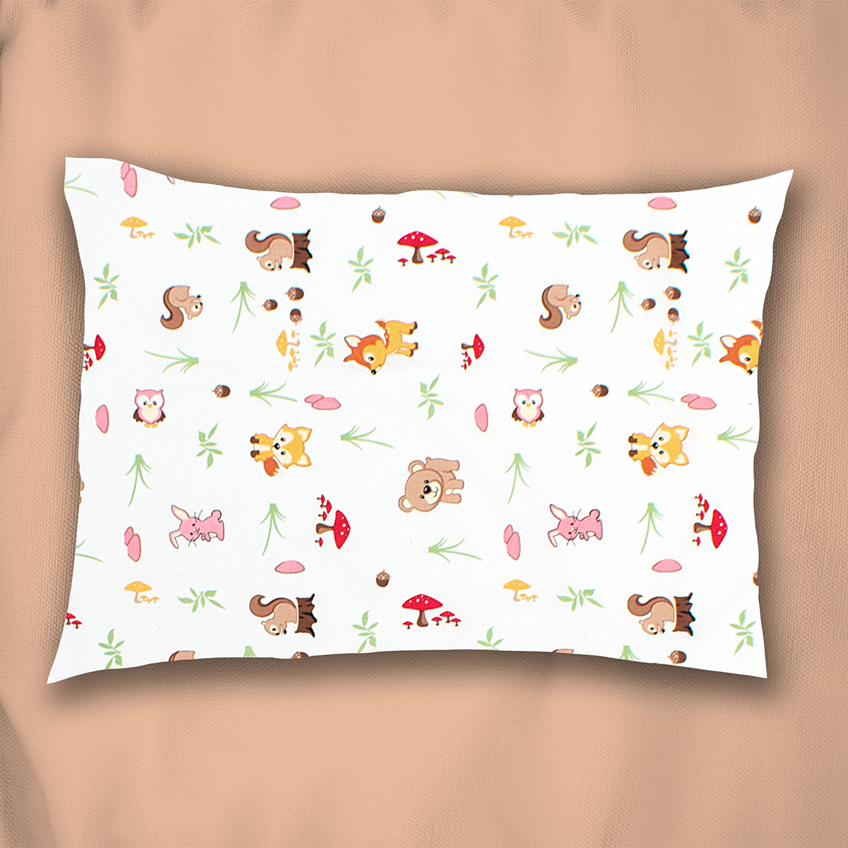Βρεφική Μαξιλαροθήκη (35x45) Dimcol Animals 571 White - Pink