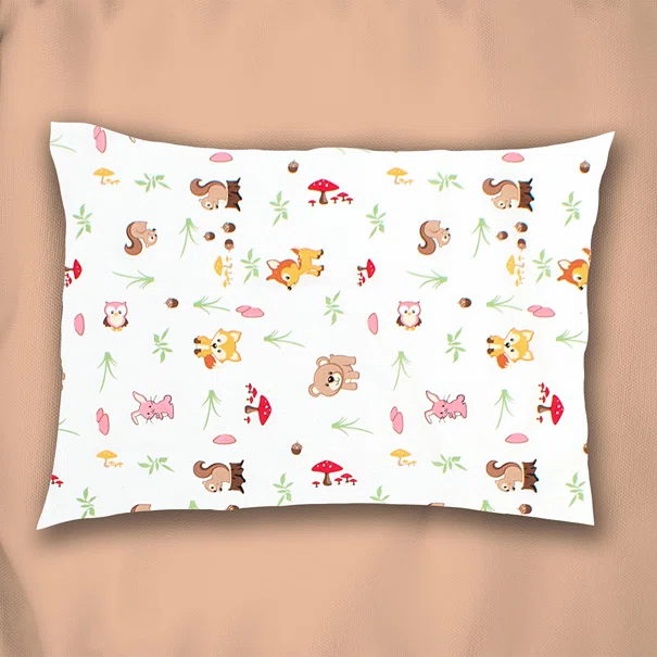 Βρεφική Μαξιλαροθήκη (35x45) Dimcol Animals 571 White - Pink
