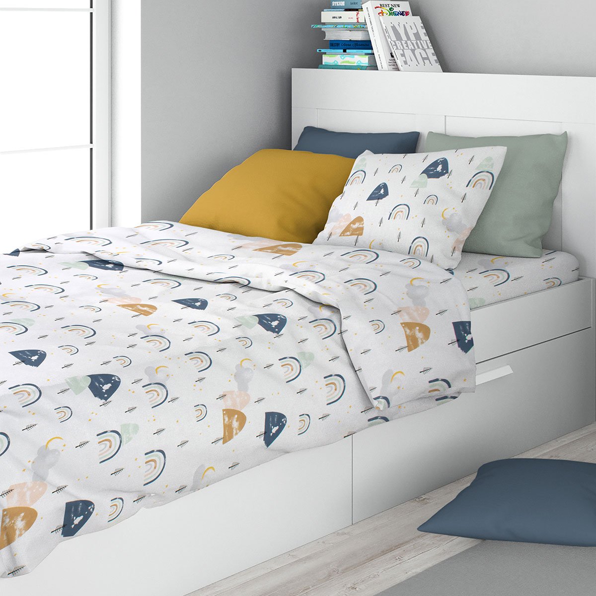 Πάπλωμα Μονό (160x240) Dimcol Rainbow 574 White - Blue